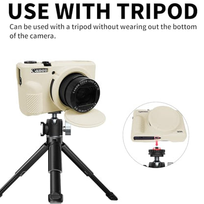 G7X Mark III Case, Protective Case for Canon Powershot G7X Mark III Digital Camera, Removable Lens Cover Silicone Sleeve Soft Camera Cover Rubber Protective Body Skin- Beige - color: Beige