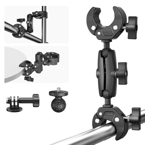 Double Super Clamp Mount Umbrella Clamp Motorcycle Camera Pole Mount Desk Holder Accessories