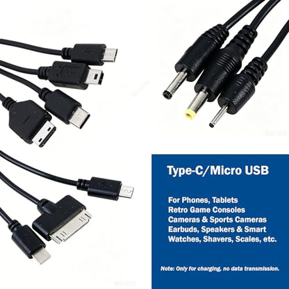 10 in 1 Universal USB Cable, Multi Charging Cable Compatible with Multiple Cell Phones Bluetooth Earphone Speaker MP3 Player