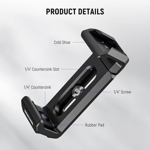 Neewer T5 T7 T9 SSD Holder Mount Bracket for iPhone 16 15 Pro Max Phone Cage PA023 PA024, 2.2"-3"/55-75mm SSD Clamp Compatible with Samsung with 1/4" Screw Anti Twist Bevel Edge, Cold Shoe, UA051 - style: UA051