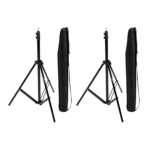 Amazon Basics Portable Aluminum Photography Light Stand Tripod with Case, Adjustable 2.8-6.7 Feet, Pack of 2, Black - size: 2-Pack