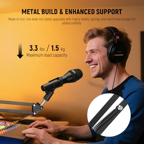 NEEWER Microphone Arm Stand, Suspension Scissor Boom Mic Arm Desk Mount with Clip & 3/8" to 5/8" Adapter Compatible with Blue Yeti Snowball HyperX QuadCast SoloCast Shure, Max Load 3.3 lbs, MS006 - style: MS006