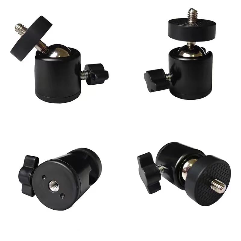 3 Pack Mini Ball Head 1/4'' Screw Swivel Tripod Head Mount 360 Degree Rotating Base Adapter Ballhead for Camera Tripod Dash Cam Phone Clip Photography Light Stand Boom Arm Selfie Stick