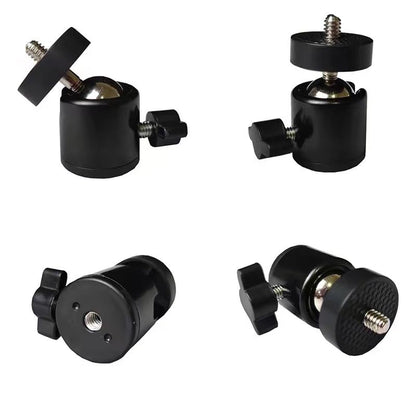 3 Pack Mini Ball Head 1/4'' Screw Swivel Tripod Head Mount 360 Degree Rotating Base Adapter Ballhead for Camera Tripod Dash Cam Phone Clip Photography Light Stand Boom Arm Selfie Stick
