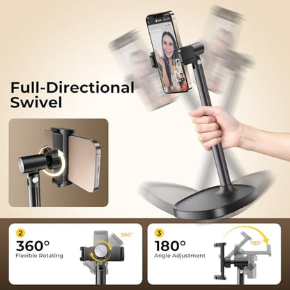 Desktop Phone Stand, Adjustable Height & Angle Holder - Night Black