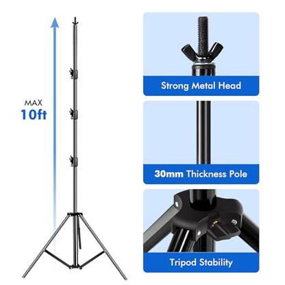 SLOW DOLPHIN Photo Video Studio 30ft (Wide) x 10ft (Tall), Degree Crossbar Rotatable, Angle Adjustable Triple Crossbar Extender Mount, Photography Background Support System, Sand Bags,Clamps,Carry Bag