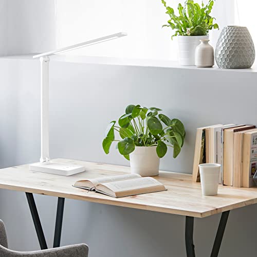 Lepro LED Desk Lamp, Metal Desk Light 9.5W 800lm, Best Task Lamp, 5 Color Modes 5 Brightness Level, Dimmable Home Office Desktop Lamp for Reading, Crafting, Sewing, Puzzle, Nail, White - color: White