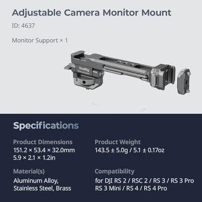 SMALLRIG HawkLock Quick Release Adjustable Camera Monitor Mount, NATO Rail and Cold Shoe, Tilt 165° Adjustable, for DJI RS 5/RS 4 Mini/RS 4 Pro/RS 4 /RS 3 Mini/RS 3 Pro/RS 3 /RSC 2 /RS 2 Stabilizers - style: HawkLock QR