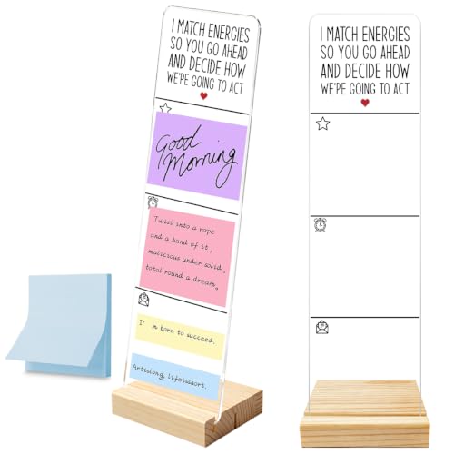 Monitor Memo Board with Removable Wooden Base Acrylic Portable Sticky Note Holder, I Match Energies So You Go Ahead and Decide How We're Going to Act Sign, Office Desk Set Sticky Notes - color: Going to Act