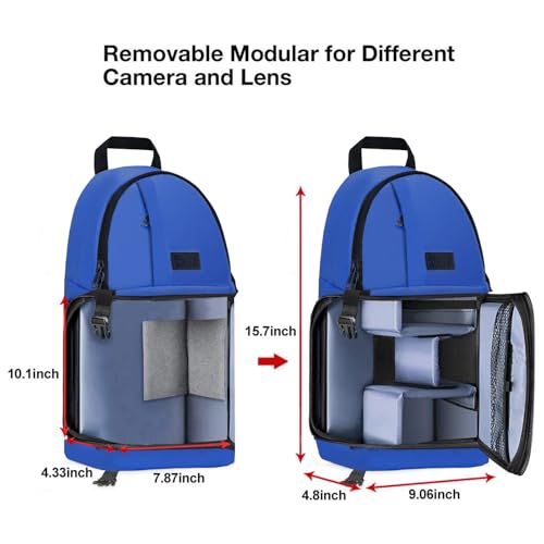 MOSISO Camera Sling Bag, DSLR/SLR/Mirrorless Camera Case Shockproof Photography Camera Backpack with Tripod Holder & Removable Modular Inserts Compatible with Canon/Nikon/Sony/Fuji, Royal Blue - color: Royal Blue