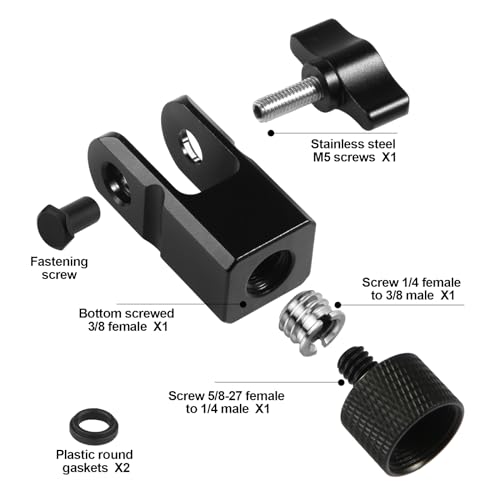 Microphone Mount Adapter for Hyperx Quadcast with 3/8" or 1/4" Screw Adapter, Works with HyperX QuadCast Microphone Stand & Boom Arm Durable Replacement Accessory for Mic (Black)