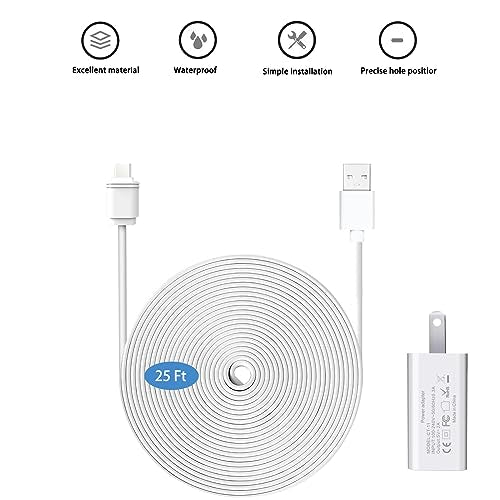 25ft/7.6m Weatherproof Outdoor Charging Micro-USB Head Cable for SimpliSafe Outdoor Security Camera Only (1)