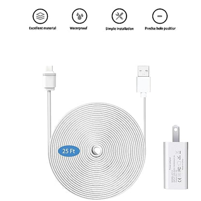25ft/7.6m Weatherproof Outdoor Charging Micro-USB Head Cable for SimpliSafe Outdoor Security Camera Only (1)