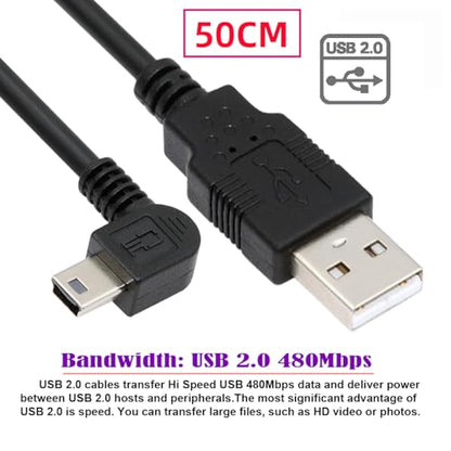 JSER Mini USB2.0 5Pin Type-B Male 90 Degree Right Angle to USB 2.0 Type-A Male Power Data Cable 480Mbps Compatible with Computer Camera Laptop Desktop MP3 MP4 (Right Angle 1.6ft/0.5m) - size: 0.5m, style: Right Angle