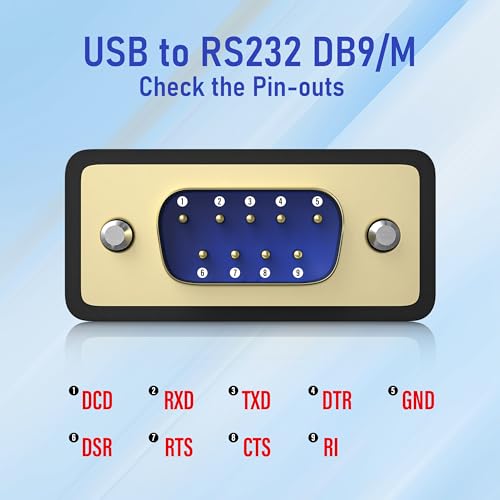 USB to RS232 Serial DB9 Male Cable, 2-Pack - size: 6FT, style: 2Pack USB to Serial DB9