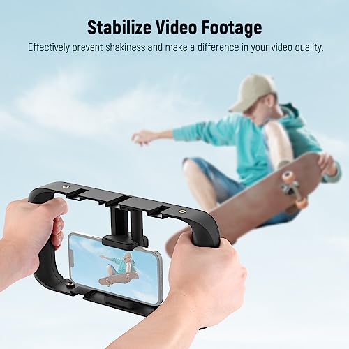 NEEWER Mobile Phone Video Rig, Mobile Phone Grip Stabiliser Cage with Cold Shoe and 1/4 Inch Thread, Video Recording Film Rig, Compatible with iPhone 16 15 Pro Max Plus 14 13 Mini X XS Max XR - style: A104