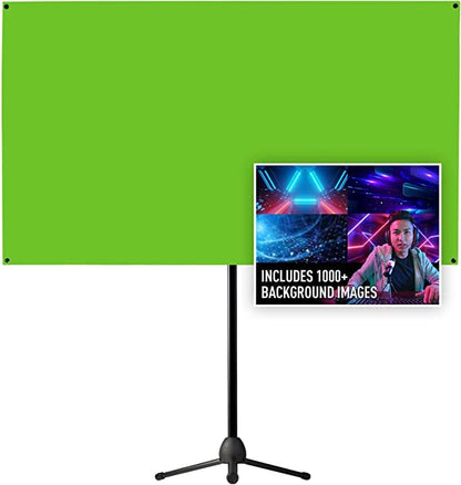 Valera 70in Green Screen Backdrop with Stand for Streaming, Ultra Portable 2 Min Setup, Portrait & Landscape, Tripod & Wall Mount, for Tiktok Zoom Video Meetings & More, +1k Free Backgrounds Included - size: 70 Inch