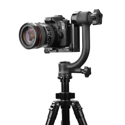 Aluminum Alloy Gimbal Tripod Head with 1/4" Quick Release Plate - 360° Rotating Ball Head, Smooth Pan & Tilt for DSLR, Live Streaming, Bird Watching, Outdoor Shooting Stabilizer, Camera Stabilizer
