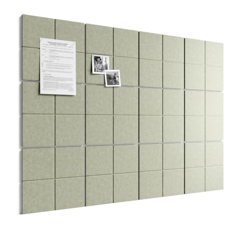Bumusty Large Felt Bulletin Board, 48" x 36" Cork Board Alternative, 12-Pack Wall Tiles with 4-Compartment Design, 30 Push Pins, 70 Adhesive Tabs, Ideal for Office & Home Decor, Sage - color: Sage, size: 4-Compartment 12-pack