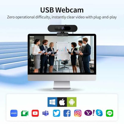 4K Webcam for PC, 8MP USB Webcam with Dual Noise-reducing Microphones, Picture-in-picture, Auto Framing, 5X Zoom, 92° Wide FOV, Auto Light Correction, Perfect for Conference, Video Callings, Streaming