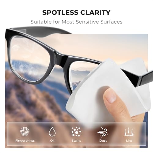 K&F CONCEPT 6 Pack Lens Cleaning Cloth | Microfiber Cleaning Cloth | Glasses Cleaning Cloths | Eyeglass Lens Cleaner | Eyeglasses, Camera Lens, VR/AR Headset, and Screen Cleaning | White & Grey