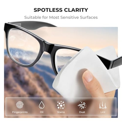 K&F CONCEPT 6 Pack Lens Cleaning Cloth | Microfiber Cleaning Cloth | Glasses Cleaning Cloths | Eyeglass Lens Cleaner | Eyeglasses, Camera Lens, VR/AR Headset, and Screen Cleaning | White & Grey