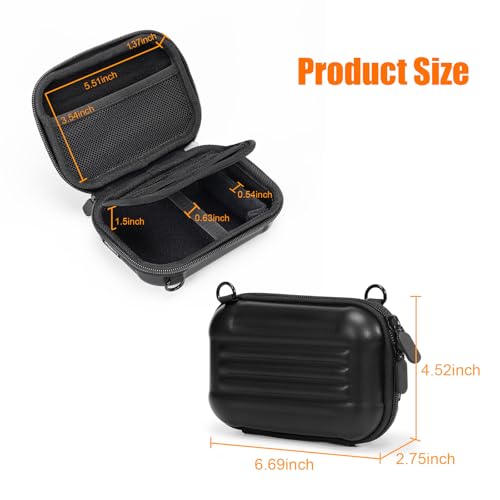 Cwatcun Carrying & Protective Case for Digital Camera with 2 Carrying Ways, Hardshell Lightweight Small Camera Sling Case Compatible with KODAK PIXPRO/Canon PowerShot/Sony DSCW800 DSCW830 - color: Black02