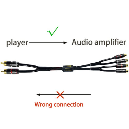 Arklove 2ft Shielded RCA Plug Splitter Stereo Audio Video Cable 2 Male to 4 Female Dual Speaker Y Adapter Connector Extension Cord 24k Gold Plated 1 Input 2 Output - size: 2ft, style: 2male to 4female