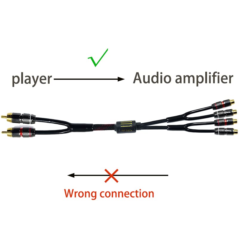 Arklove 5ft Shielded RCA Plug Splitter Stereo Audio Video Cable 2 Male to 4 Female Dual Speaker Y Adapter Connector Extension Cord 24k Gold Plated 1 Input 2 Output - size: 5ft, style: 2male to 4female