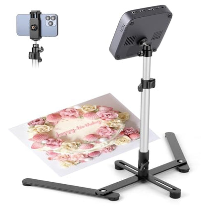 Overhead Tripod for Mini Projector, 360° Adjustable Overhead Phone Mount, Tabletop Tripod for Cookie Decorating Online Video and Draw Recording, Compatible with Phones, Webcam, and Mini Cameras