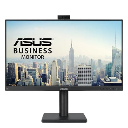ASUS 24” 1080P Video Conferencing Monitor (BE249QFK) - IPS, 100Hz, Frameless, Full HD Webcam, Mic Array, Speakers, Height Adjustable, Ergonomic Design, Eye Care, Wall Mountable, 3 yr Warranty - style: 24" Webcam Mic Array