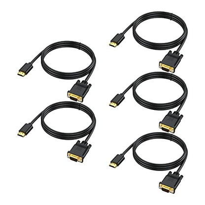 6ft HDMI to VGA Cable 5-Pack, 1080P HD Video, Compatible with Computer, Laptop, Monitor, Projector, HDTV - size: 6 Feet, style: 5Pack