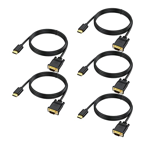 6ft HDMI to VGA Cable 5-Pack, 1080P HD Video, Compatible with Computer, Laptop, Monitor, Projector, HDTV - size: 6 Feet, style: 5Pack