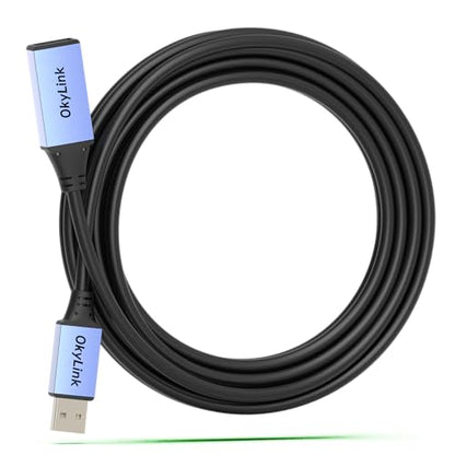 OkyLink Active USB 2.0 Extension Cable A to A, Male to Female 15ft(5M) | 480Mbps Signal booster cord, compatible with printer, mouse, keyboard, scanner, camera - size: 15ft (5m)