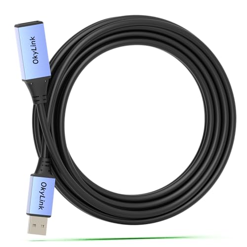 OkyLink Active USB 2.0 Extension Cable A to A, Male to Female 15ft(5M) | 480Mbps Signal booster cord, compatible with printer, mouse, keyboard, scanner, camera - size: 15ft (5m)