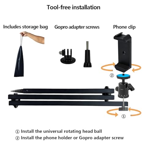 Tree Stand Phone Mount for Hunting,Camera Arm for Hunting,Treestand Phone Holder for Self Filming Hunts, Compatible Gopro,Trail Camera, iPhone, Mevo Start