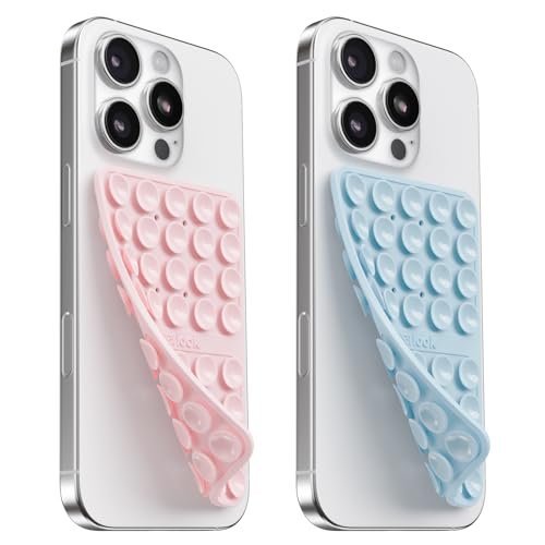 2PCS Silicone Suction Cup Phone Case Mount Double Sided, Hands-Free Phone Accessories Holder for Selfies and Videos, Silicon Sticky Phone Grip for iPhone and Android Light Pink&Light Blue - color: Light Pink&Light Blue