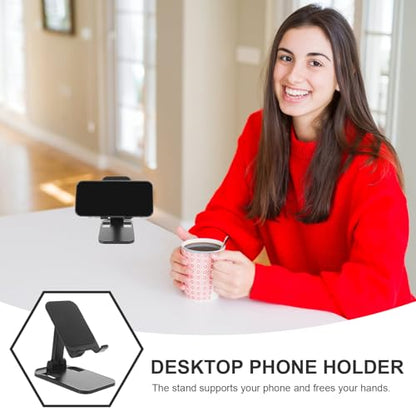 VILLCASE Adjustable Desktop Phone Stand Universal Alloy Phone Holder for Live Streaming and Video Calls with Telescopic Arm Compatible with Smartphones