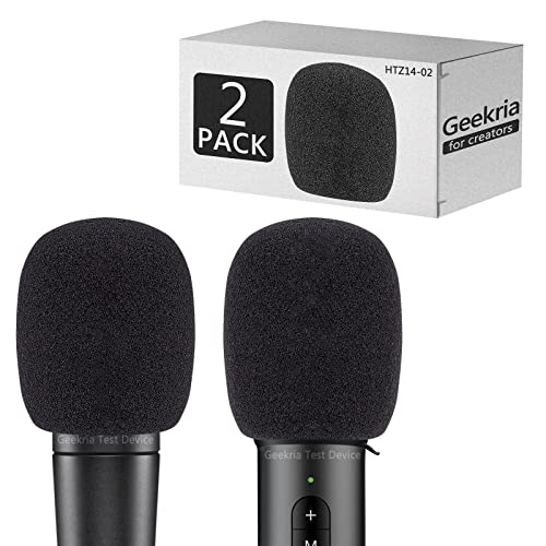 Geekria for Creators Foam Windscreen Compatible with Shure SM57-LCE, PGA81-LC Microphone Antipop Windshield, Mic Wind Cover, Sponge Foam Filter (Black / 2 Pack)