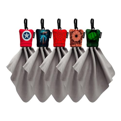 SPUDZ Classic Variety Pack Medium | Five 6" x 6" Microfiber Towels w/Neoprene Pouches | Premium Microfiber Cleaning Cloths for Laptops, Lenses, Cameras, Screens, and More | Super Hero - color: Classic 6 X 6 - Super Hero (5 Pack)