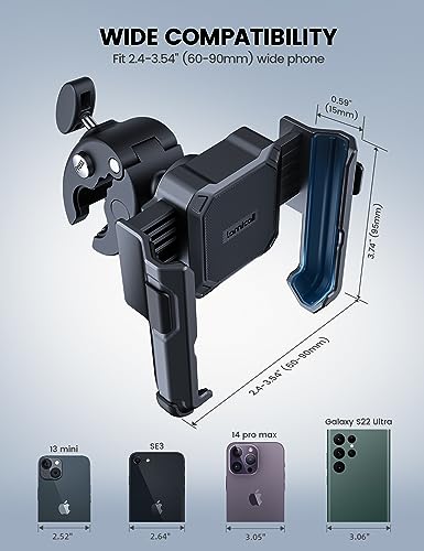 Lamicall Motorcycle Phone Mount Holder - [Camera Friendly] [1s Lock] Bike Phone Holder Handlebar Clamp, Bicycle Scooter Phone Clip, Gifts for iPhone 17, 16, 15 Pro Max, Galaxy S25 Ultra, 4.7-7" Phones - color: Black