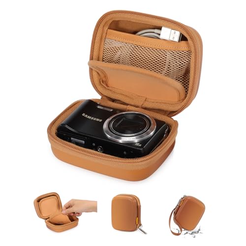 Cwatcun Carrying & Protective Case for Digital Camera, Small Camera Pouch for AbergBest 2.7" LCD Kodak Pixpro/Canon PowerShot ELPH 180/190 / DSCW830 Travel Cameras, Water-resistant Case -BROWN - color: Brown