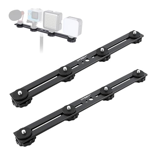 UTEBIT Long Dual Speedlite Tripod Mount Bracket Extension Bar 11 inch Tripod Mount with 1/4“ Hot Shoe , Straight Flash Mount 1/4-3/8 Thread Hole Flash Bracket for LED Light,DSLR Camera,Tripod