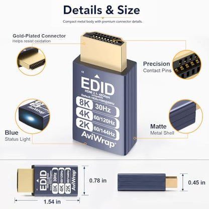 8K HDMI Dummy Plu,Virtual Display Adapter with EDID Emulator,Headless HDMI 2.1 Display for Remote Desktop,GPU Acceleration,Supports4K120Hz,2K 1080p/144Hz - color: 8K 30Hz /hdmi2.1