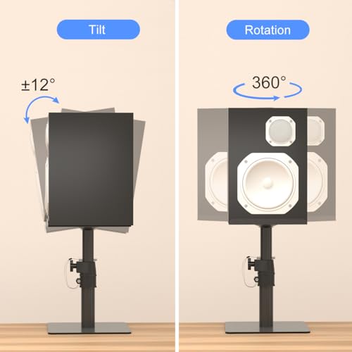 Suptek Free-Standing Speaker Stand Desktop Set, 9.6 x 8.8 inch Trays, Height Adjustment and Tilt, Universal Audio Holders for Computer and Bookshelf Speakers, Elevated Sound, 2 Pack, Black, SDM001T - color: Black
