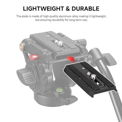 AVELLA Universal Sliding Quick Release Plate Replacement Camera Mount with 1/4 Inch and 3/8 Inch Mounting Screws for V501 V504Fluid Head，Length: 3.54 inches/9CM