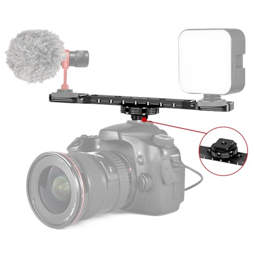 Aluminum Cold Shoe Mount Bracket Double Hot Shoe Extension Rod Plate Adapter for Camera Cage Mic LED Video Light Stand