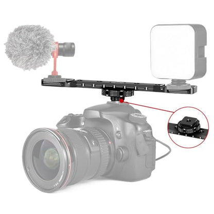 Aluminum Cold Shoe Mount Bracket Double Hot Shoe Extension Rod Plate Adapter for Camera Cage Mic LED Video Light Stand