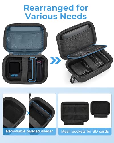 BAGSMART Digital Camera Case, Small Camera Bag with 2 Carrying Ways, Grey | Lightweight Camera Sling Bag for Canon Powershnot ELPH 180/190/Sony DSCW800/DSCW830, Waterproof & Protective - color: Grey