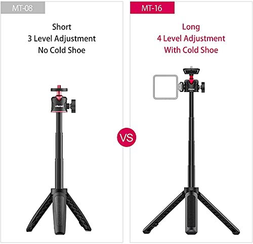 ULANZI MT-16 2-in-1 Mini Tripod Selfie Stick for iPhone Camera Mount, 360° Ball Head & Cold Shoe, Lightweight Tripod Stand for iPhone 17-12 Series/DJI Osmo/Insta360, Action Cam, Vlogging, Travel, DSLR